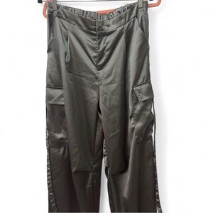 Women’s Satin Green Cargo Pants